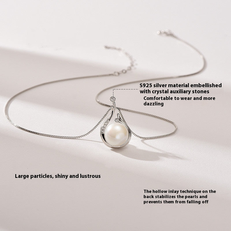 Luxe Radiance: S925 Silver & Natural Freshwater Pearl Necklace & Earrings