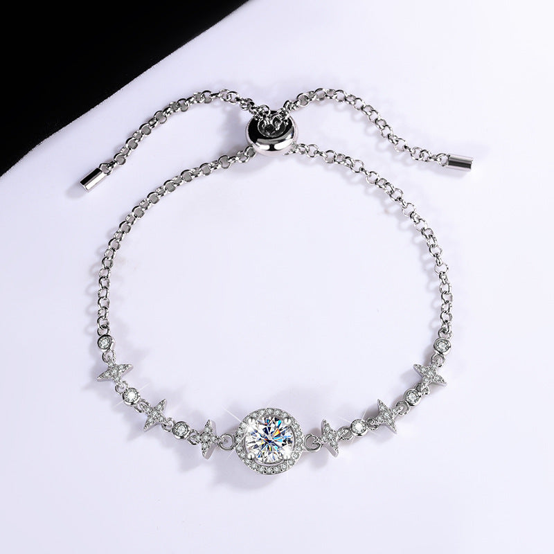 Celestial Radiance of the Midnight Sky: S925 Sterling Silver Bracelet 