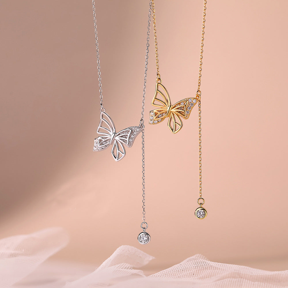 Butterfly's Whisper of the Celestial Dawn: S925 Sterling Silver Pendant 