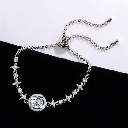 Celestial Radiance of the Midnight Sky: S925 Sterling Silver Bracelet 