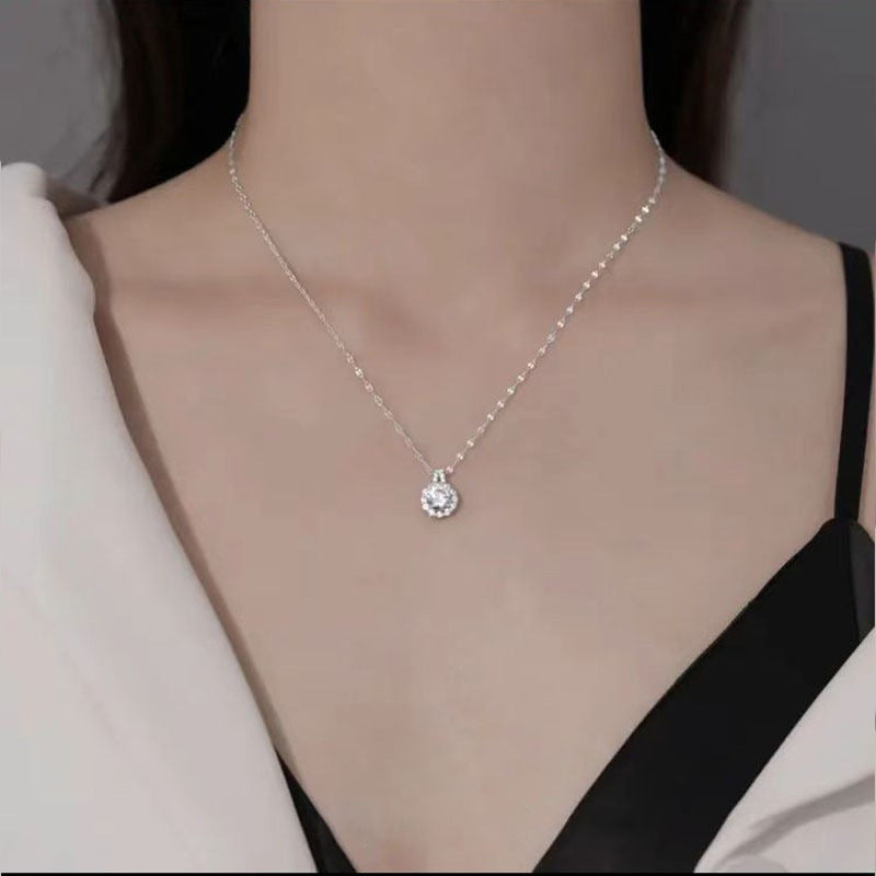 Lumière Éternelle: 925 Sterling Silver Zircon Necklace for Women