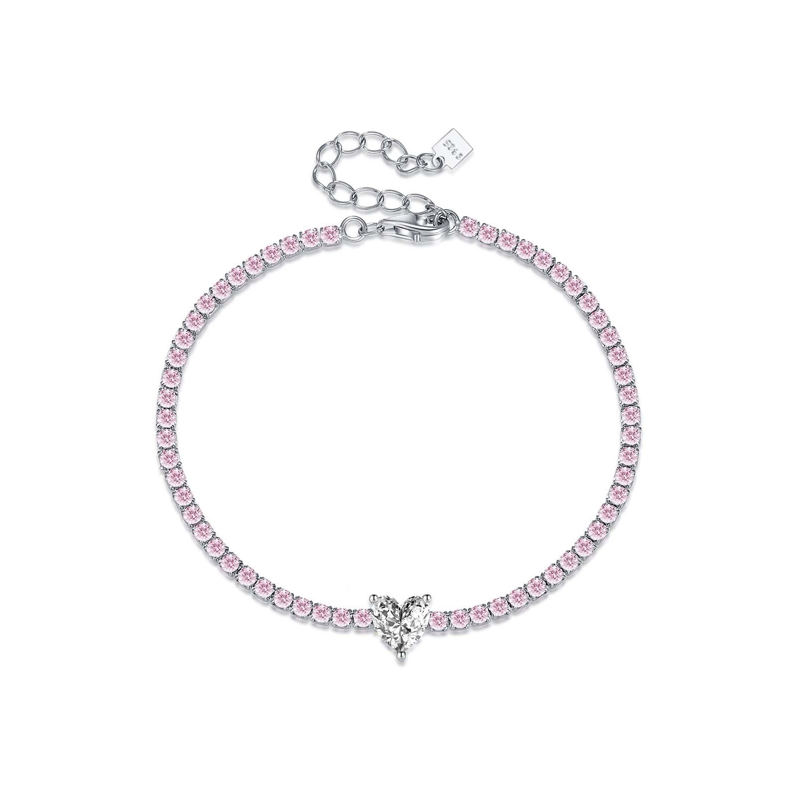 Fashion S925 Silver Necklace Bracelet Women'S Diamond-Embedded High-Grade Simple Elegant Jewelry