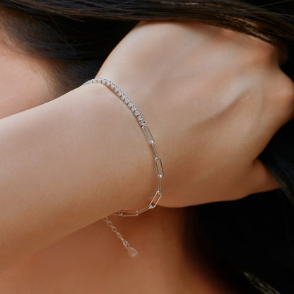 Elysian Elegance: S925 Silver White Zircon Tennis Bracelet