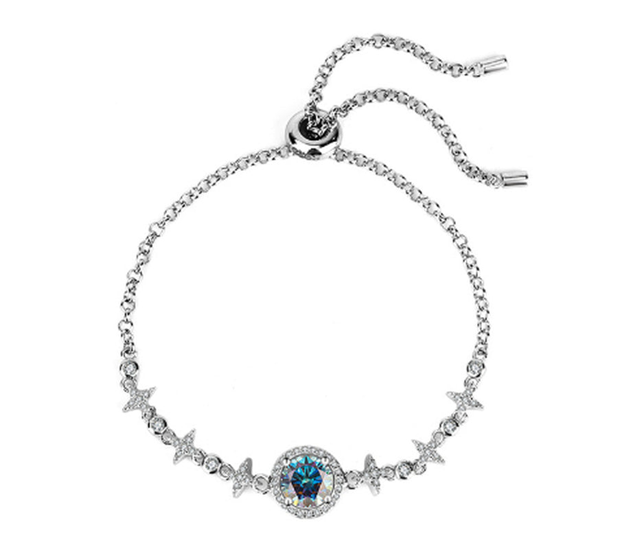 Celestial Radiance of the Midnight Sky: S925 Sterling Silver Bracelet 