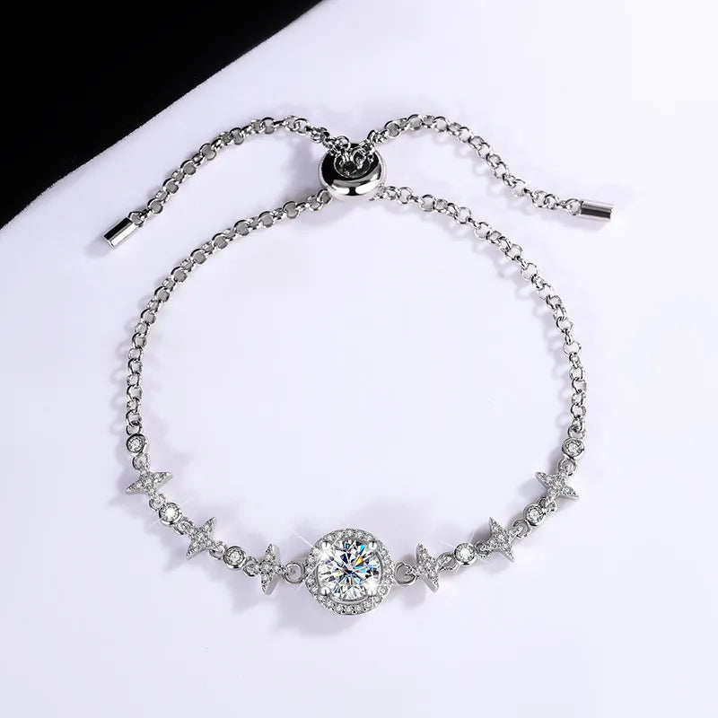 Celestial Radiance of the Midnight Sky: S925 Sterling Silver Bracelet